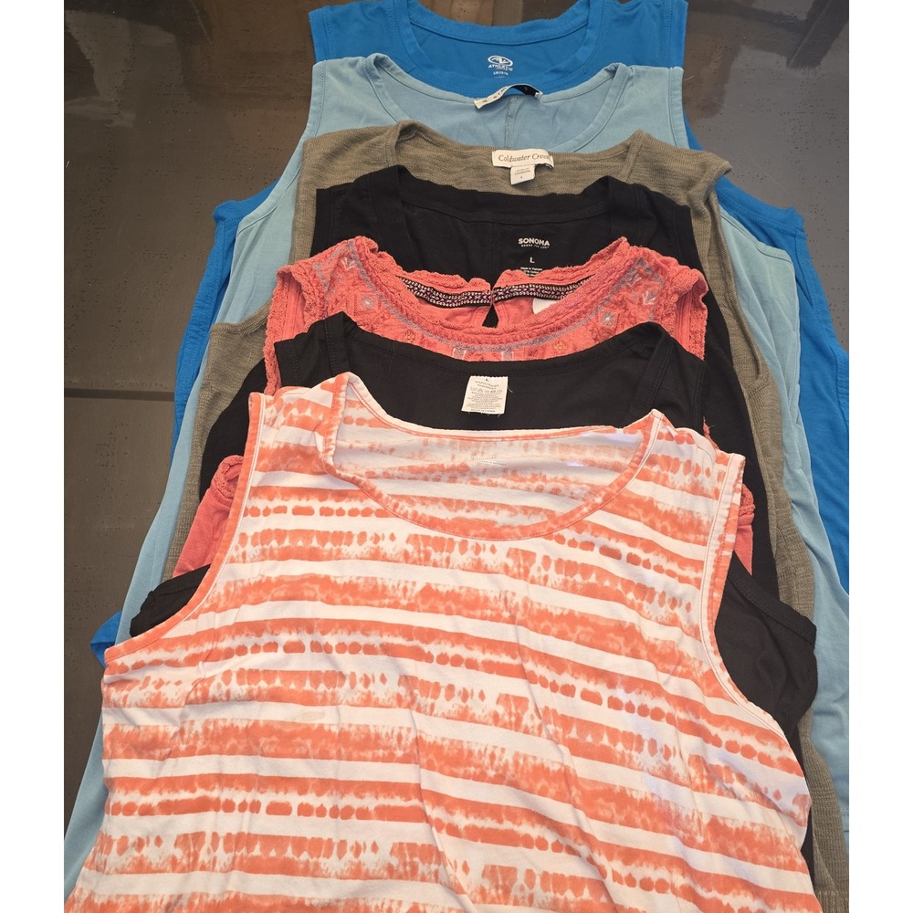 Lot of 7 Womens Tank Tops Size L Sonoma Coldwater Creek Kim Rogers Assorted